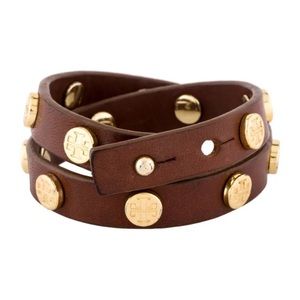 Tory Burch dark brown wrap leather bracelet
